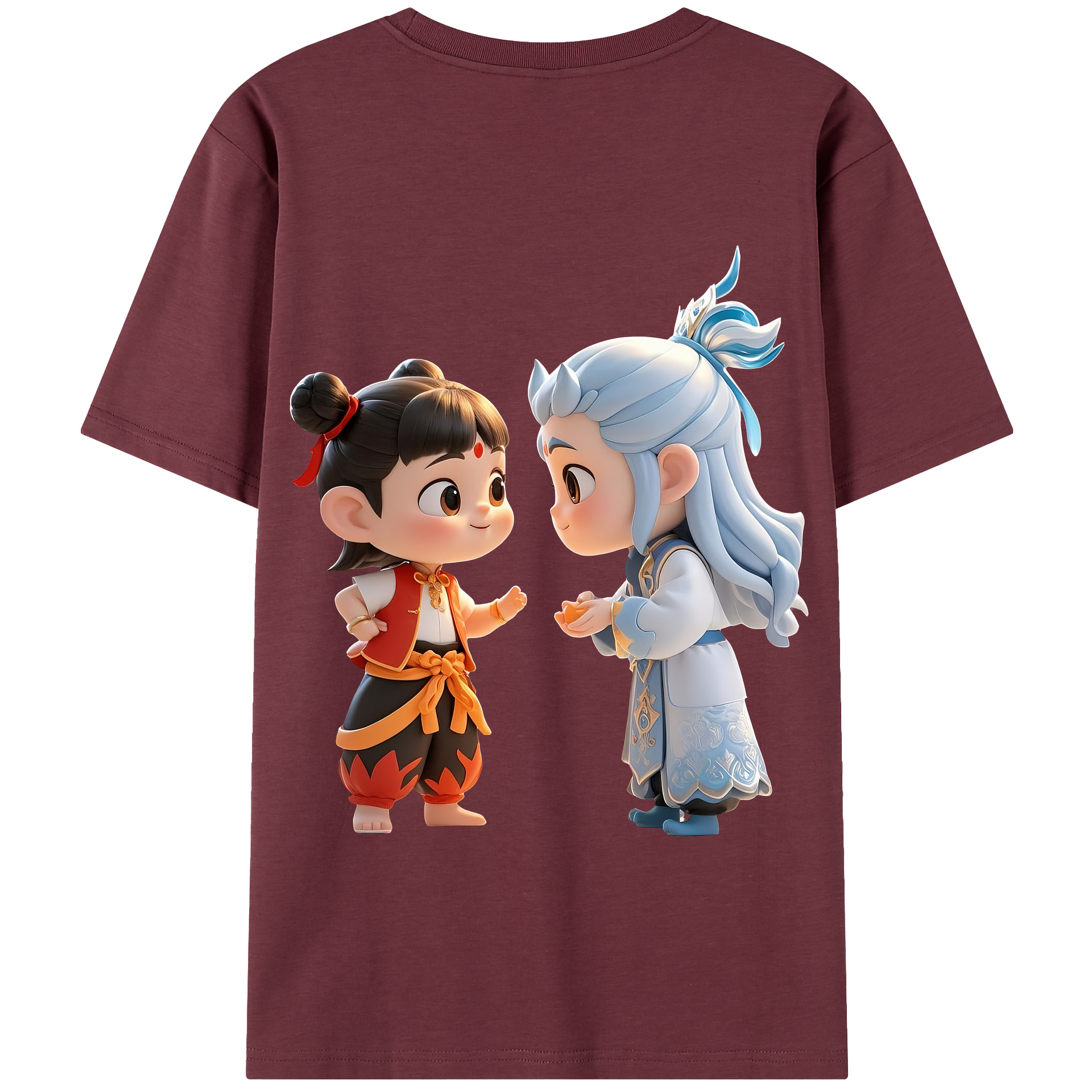 （画像用） Ne Zha 2 ナタ 魔童の大暴れ 綿100％半袖Tシャツ（背面プリント）